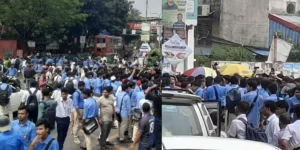 শিক্ষার্থী নিহতের ঘটনায় ফার্মগেটে সড়ক অবরোধ, যান চলাচল বন্ধ