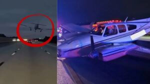 মাঝ আকাশ থেকে মহাসড়কে আছড়ে পড়লো বিমান