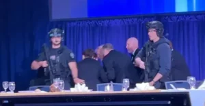 সাংবাদিকদের সঙ্গে ডিনারের সময় হঠাৎ বিকট শব্দ, সরিয়ে নেওয়া হলো ট্রাম্পকে